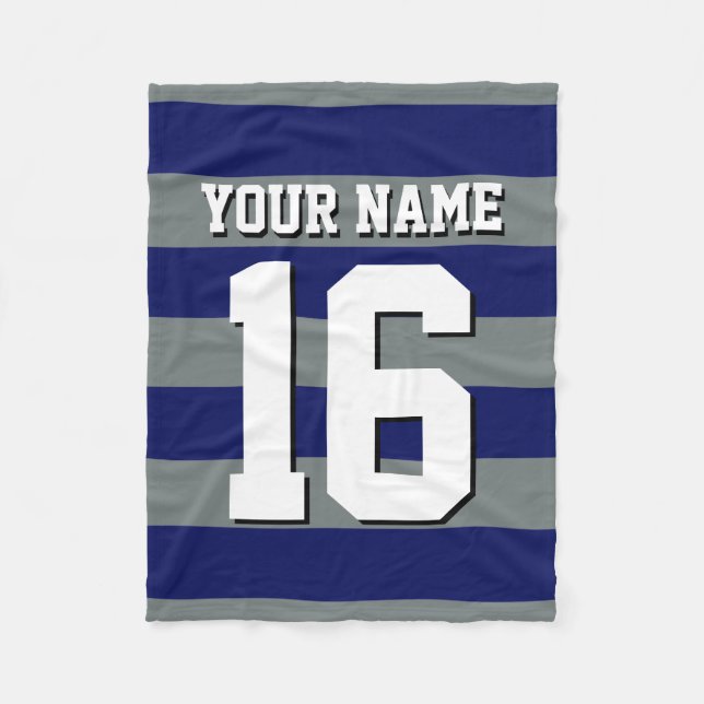 Navy Blue Charcol Team Jersey Preppy Rand Fleecefilt (Framsidan)