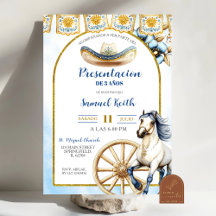 Navy Blue Charro Presentacion de 3 anos Invitatio