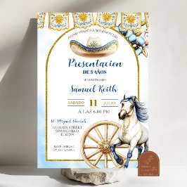 Navy Blue Charro Presentation om 3 år Inbjudan