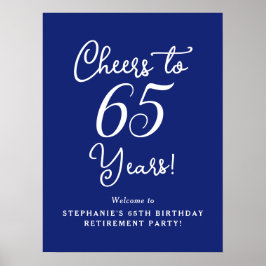 Navy Blue Cheers till 65 års Pension Välkommen Poster