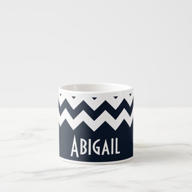 Navy Blue Chevron Espressomugg (Framsidan)