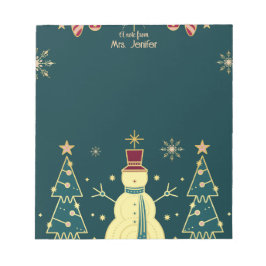 Navy-Blue Christmas Sketched Trees & Reindeer Note Anteckningsblock