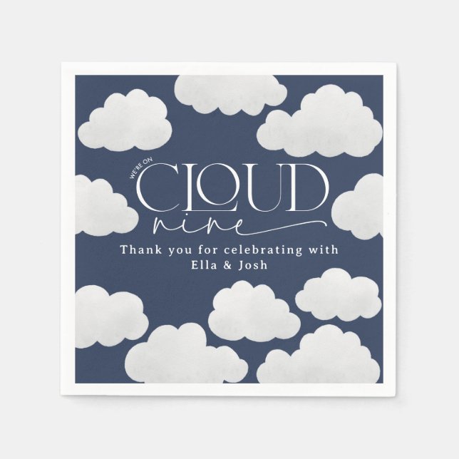 Navy Blue Cloud Nio duschar modern snyggt Pappersservett (Framsidan)