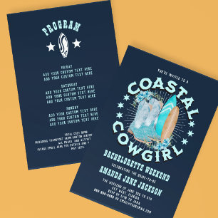 Navy Blue Coastal Cowgirls Möhippa Inbjudningar