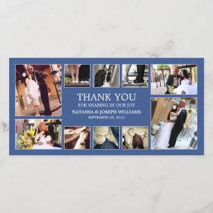 NAVY BLUE COLLAGE BRÖLLOP TAANK DIG CARD TACK KORT
