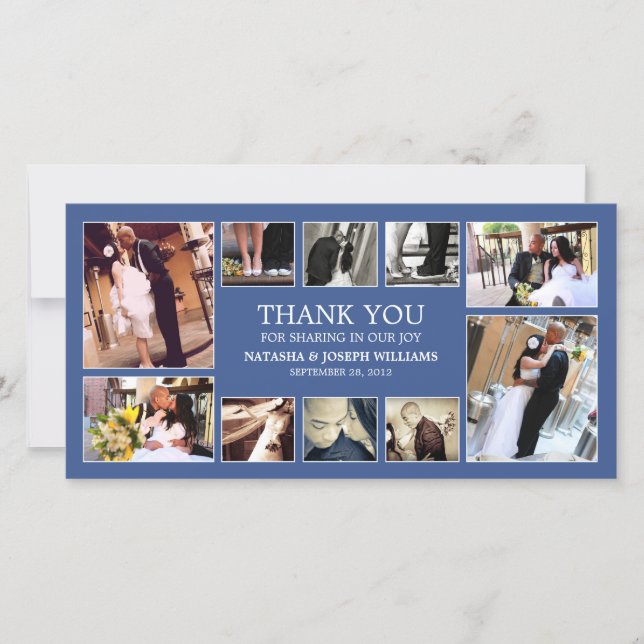 NAVY BLUE COLLAGE | BRÖLLOP TAANK DIG CARD TACK KORT (Framsida)