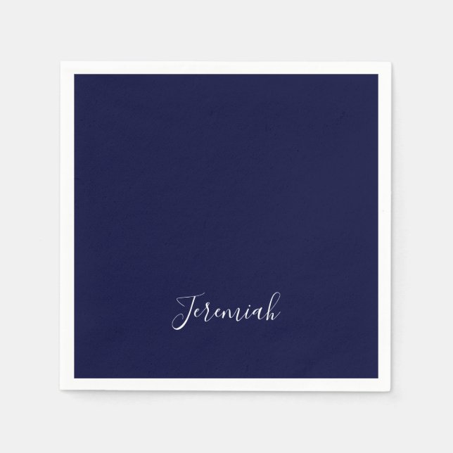 Navy Blue Color Plain Modern Own Name Calligraphy Pappersservett (Framsidan)