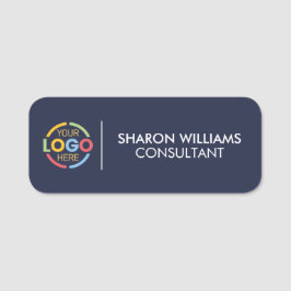 Navy Blue Company Business Logo Employee Magnetic Namnbricka