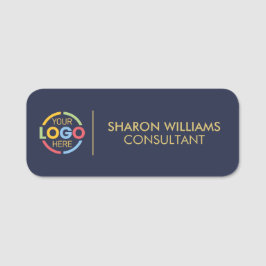 Navy Blue Company Business Logotyp Employee Magnet Namnbricka