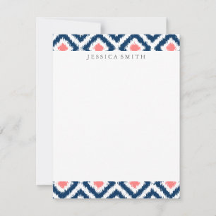 Navy Blue Coral Diamonds Ikat Mönster