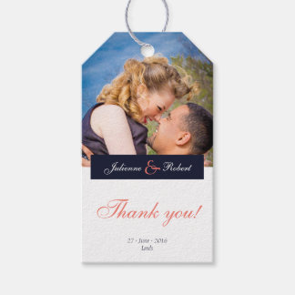 Navy Blue Coral Photo Tack Favor Gift-märkre Presentetikett
