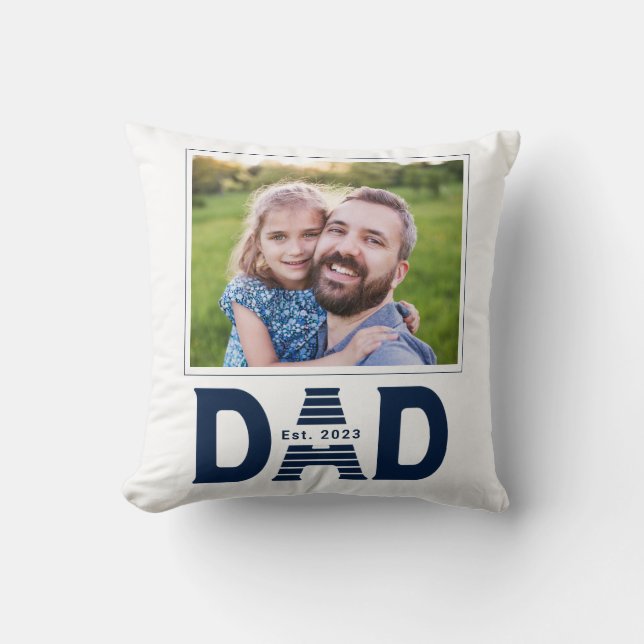 Navy Blue Custom Dad Established Bold Photo Kudde (Framsida)