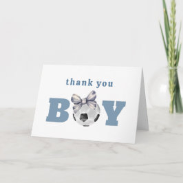 Navy Blue Cute Bow Soccer Boy Baby Shower Tack Kort