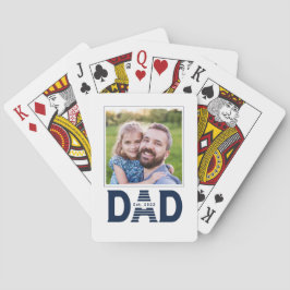 Navy Blue Dad Established Bold Dad Photo Casinokort