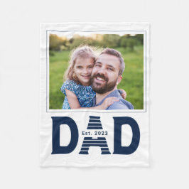 Navy Blue Dad Established Bold Photo Fleecefilt