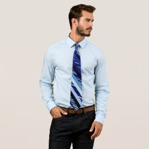 Navy blue diagonal stripes neck tie slips