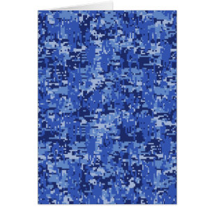 Navy Blue Digital Pixels Camouflage Struktur Decor Hälsningskort