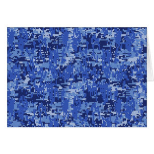 Navy Blue Digital Pixels Camouflage Struktur Decor Hälsningskort