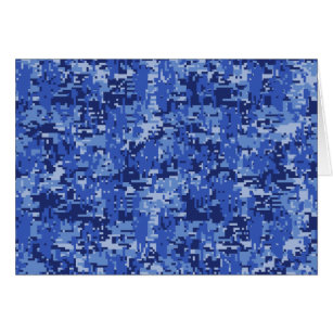 Navy Blue Digital Pixels Camouflage Struktur Decor Hälsningskort