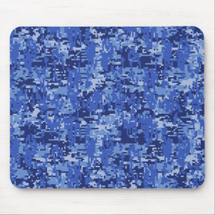 Navy Blue Digital Pixels Camouflage Struktur Decor Musmatta