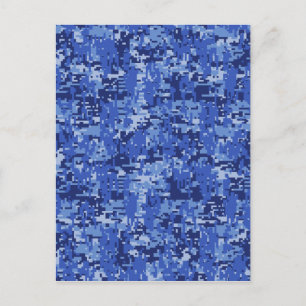 Navy Blue Digital Pixels Camouflage Struktur Decor Vykort