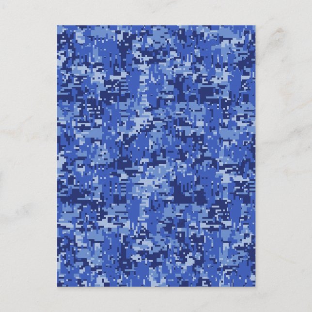 Navy Blue Digital Pixels Camouflage Struktur Decor Vykort (Framsida)