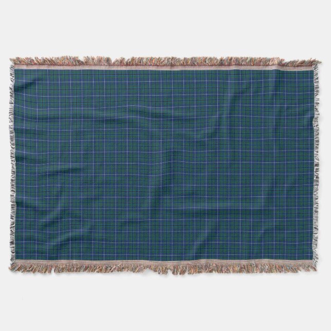 Navy Blue Douglas Family Modern Tartan Filt (Framsidan)