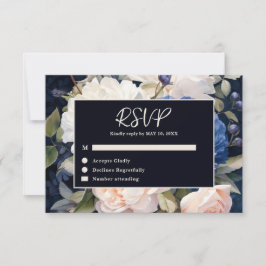 Navy Blue & Dusty Blush Pink Floral Wedding OSA Kort