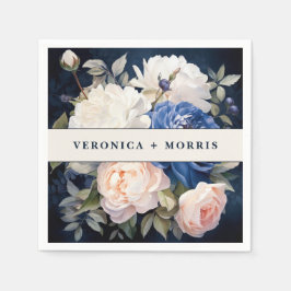 Navy Blue & Dusty Blush Pink Floral Wedding Pappersservett