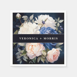 Navy Blue & Dusty Blush Pink Floral Wedding Pappersservett