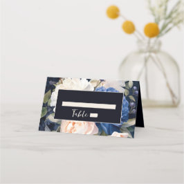 Navy Blue & Dusty Blush Pink Floral Wedding  Placeringskort