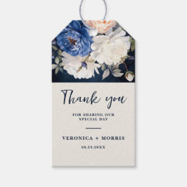 Navy Blue & Dusty Blush Pink Floral Wedding Presentetikett