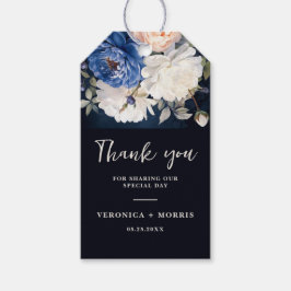 Navy Blue & Dusty Blush Pink Floral Wedding Presentetikett