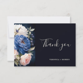 Navy Blue & Dusty Blush Pink Floral Wedding Tack Kort