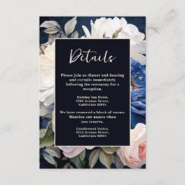Navy Blue & Dusty Blush Pink Floral Wedding Tilläggskort