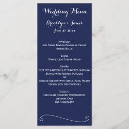 Navy Blue Elegant bröllop MenCard Meny