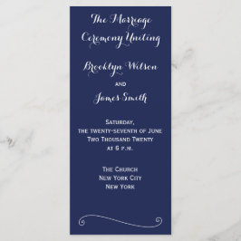 Navy Blue Elegant bröllop Program Rack Cards