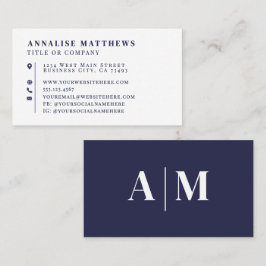 Navy Blue Elegant Professional Visitkort