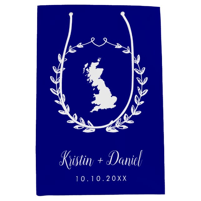 Navy Blue England Storbritannien Karta Bröllop Väl (Framsidan)