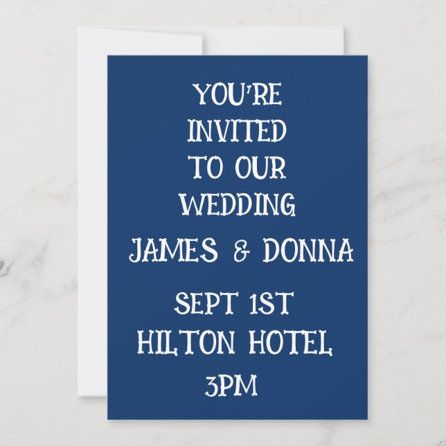 NAVY BLUE ENKEL & ELEGANT BRÖLLOP INVITATIONER INBJUDNINGAR (Framsida)