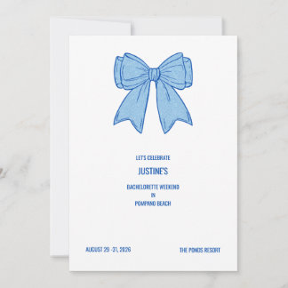 Navy + Blue Faux Glitter Bow  Inbjudningar