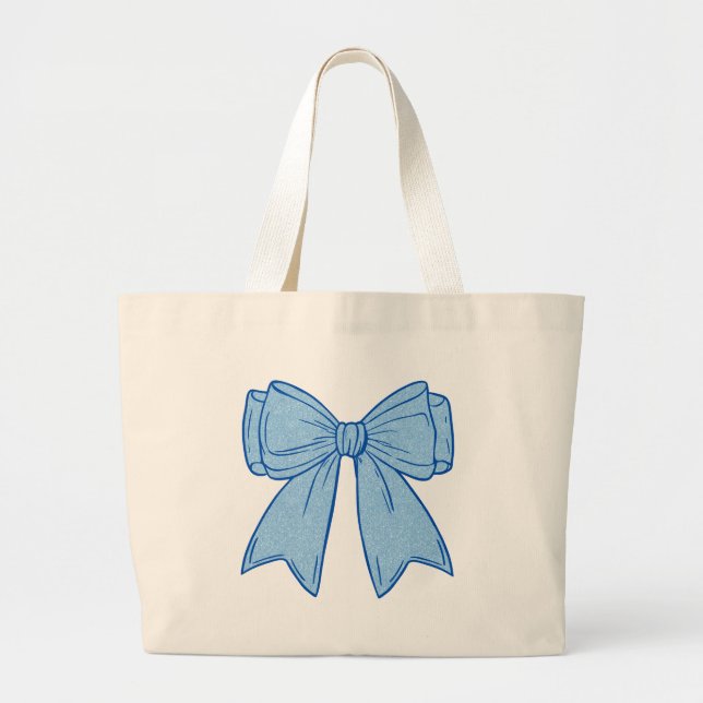 Navy + Blue Faux Glitter Bow Jumbo Tygkasse (Framsidan)
