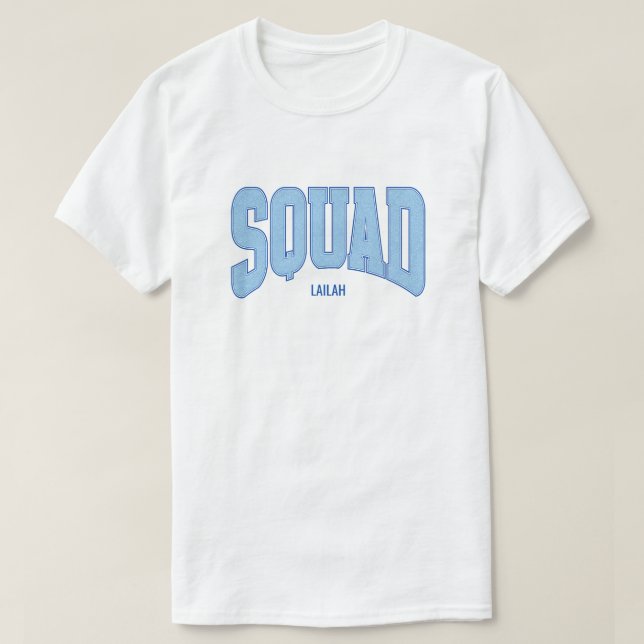 Navy + Blue Faux Glitter SQUAD Bachelorette T Shirt (Design framsida)