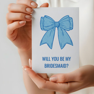 Navy + Blue Faux Glitter Wedding Party Proposal Hälsningskort