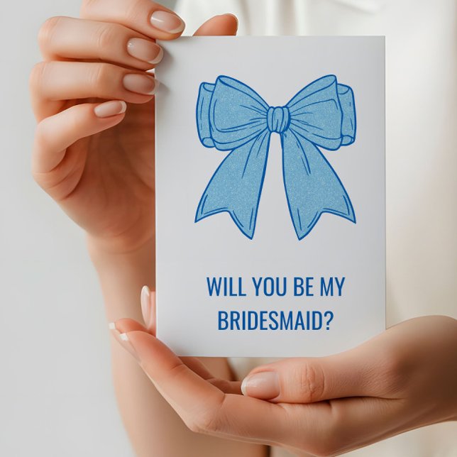 Navy + Blue Faux Glitter Wedding Party Proposal Hälsningskort (Skapare uppladdad)