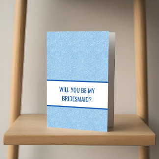 Navy + Blue Faux Glitter Wedding Party Proposal Kort