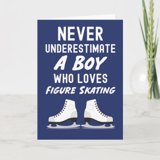 Navy Blue Figure Skating Cards For Baby Boys Kids Kort (Framsida)