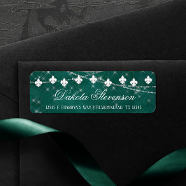 Navy Blue Fleur de Lis Fairy Light | ADRESS Returadress Etikett
