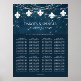 Navy Blue Fleur de Lis Fairy Light | Sittdiagram Poster