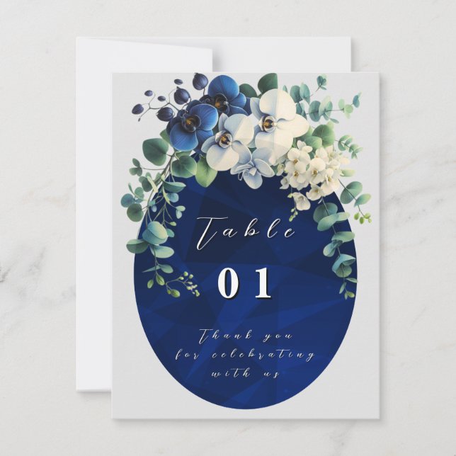 Navy Blue Floral Wedding Table Numbers (Framsida)
